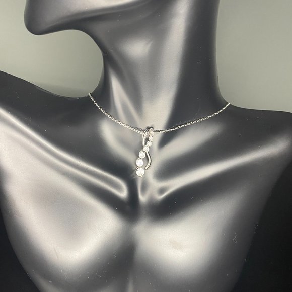 Sterling Silver & Diamond Necklace - Picture 3 of 4